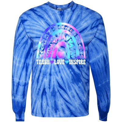 Rainbow Teach Love And Inspire Back To School Teacher Lovers Gift Tie-Dye Long Sleeve Shirt