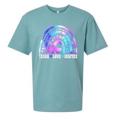 Rainbow Teach Love And Inspire Back To School Teacher Lovers Gift Sueded Cloud Jersey T-Shirt