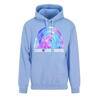 Rainbow Teach Love And Inspire Back To School Teacher Lovers Gift Unisex Surf Hoodie