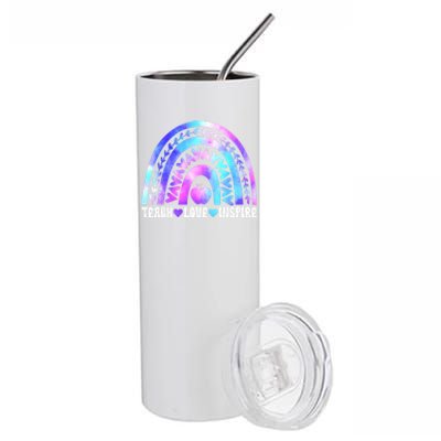 Rainbow Teach Love And Inspire Back To School Teacher Lovers Gift Stainless Steel Tumbler