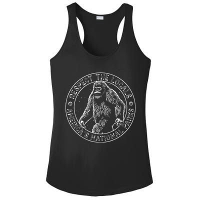 Respect The Locals Bigfoot Sasquatch American National Parks Ladies PosiCharge Competitor Racerback Tank