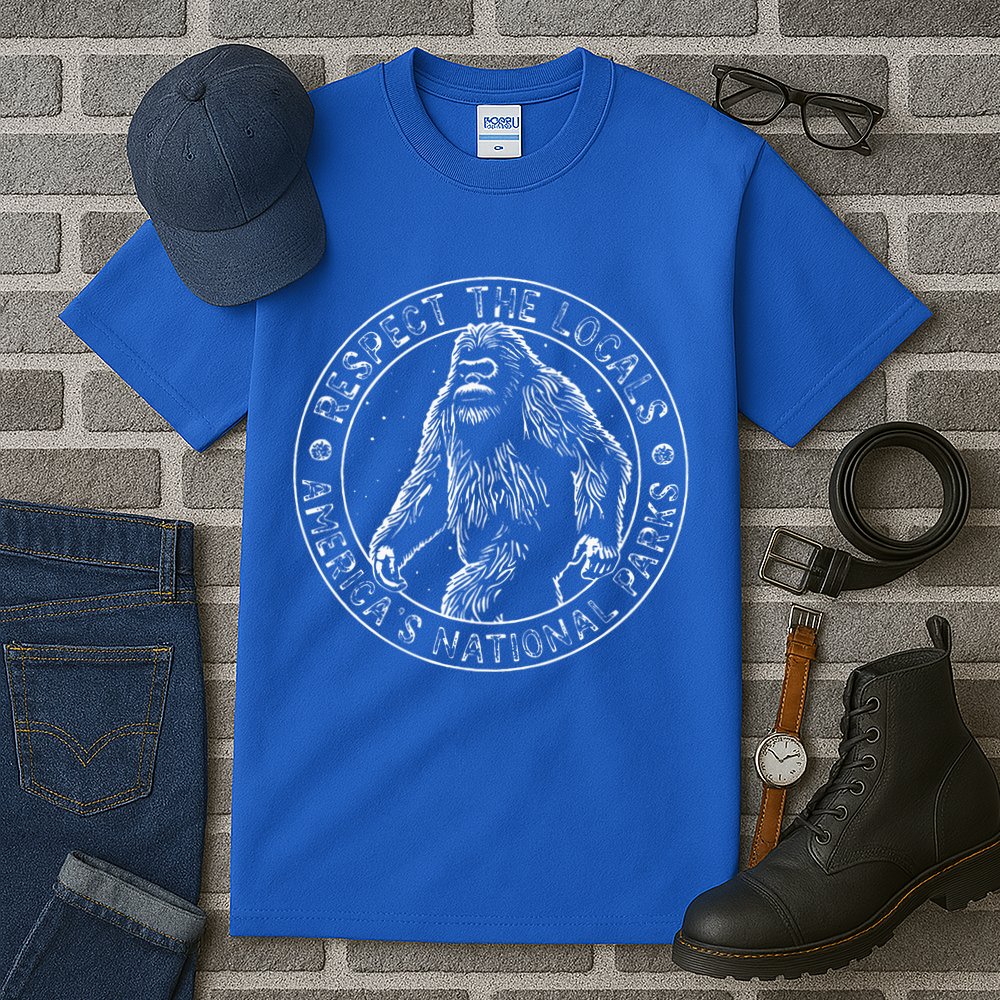Respect The Locals Bigfoot Sasquatch American National Parks Tall T-Shirt