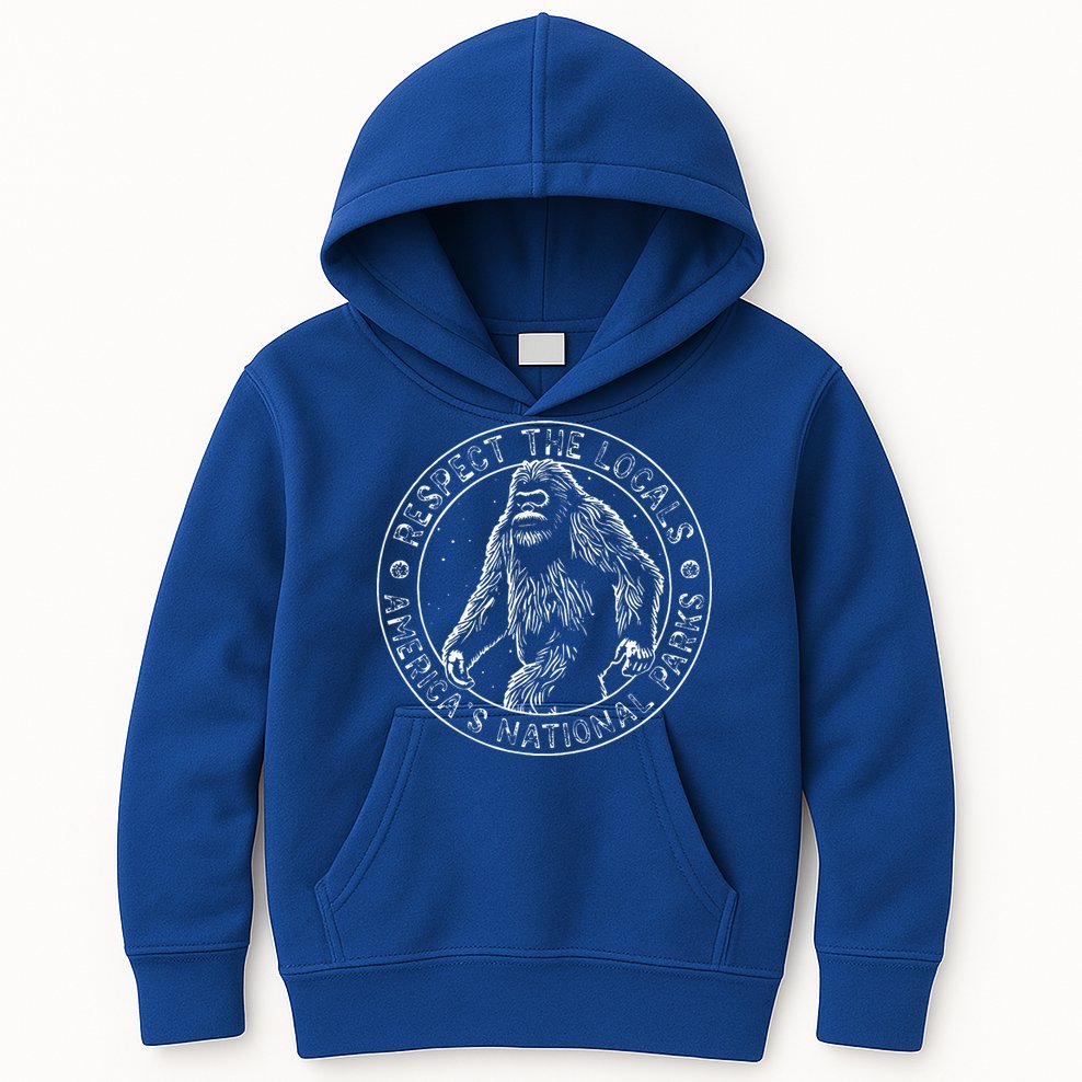Respect The Locals Bigfoot Sasquatch American National Parks Kids Hoodie