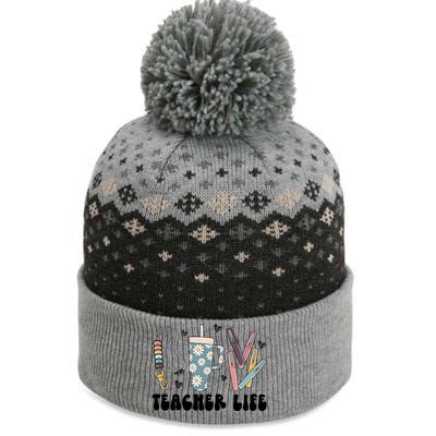 Retro Teacher LifeBoho Teacher Checkered Teacher The Baniff Cuffed Pom Beanie