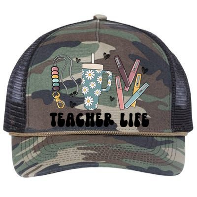 Retro Teacher LifeBoho Teacher Checkered Teacher Retro Rope Trucker Hat Cap