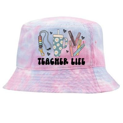 Retro Teacher LifeBoho Teacher Checkered Teacher Tie-Dyed Bucket Hat