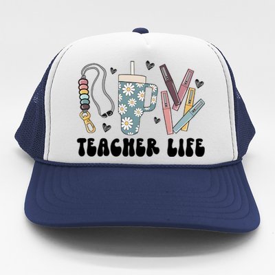 Retro Teacher LifeBoho Teacher Checkered Teacher Trucker Hat