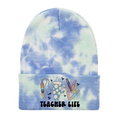 Retro Teacher LifeBoho Teacher Checkered Teacher Tie Dye 12in Knit Beanie