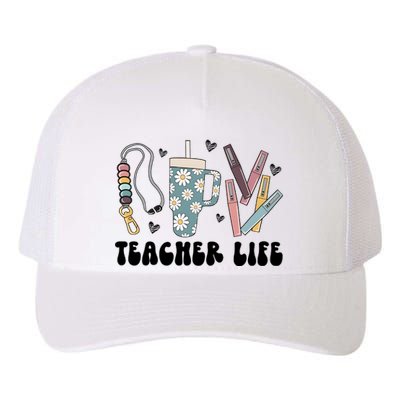 Retro Teacher LifeBoho Teacher Checkered Teacher Yupoong Adult 5-Panel Trucker Hat