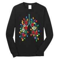 Respiratory Therapy Lung Christmas Light Therapist Funny RN Long Sleeve Shirt