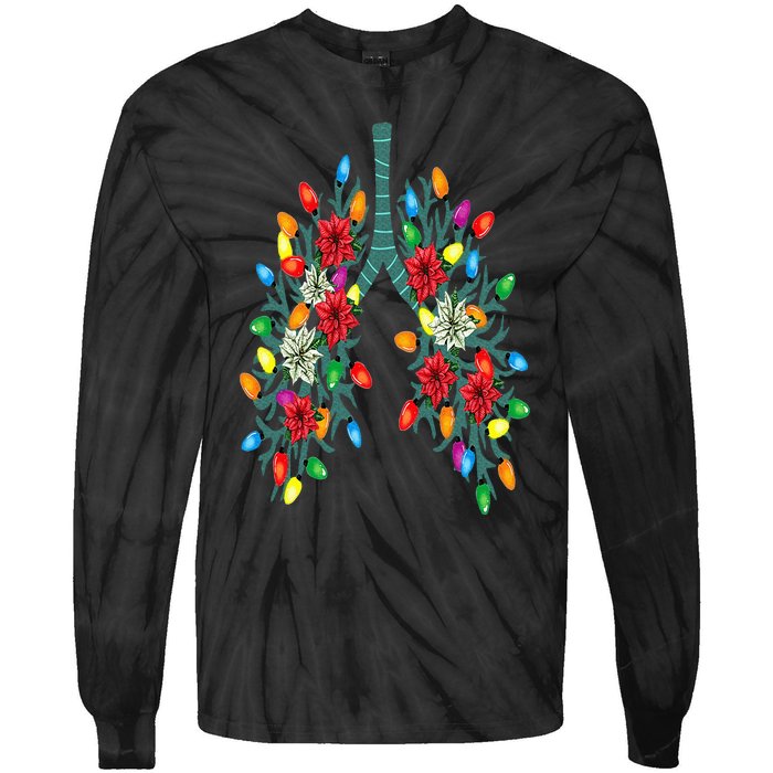 Respiratory Therapy Lung Christmas Light Therapist Funny RN Tie-Dye Long Sleeve Shirt