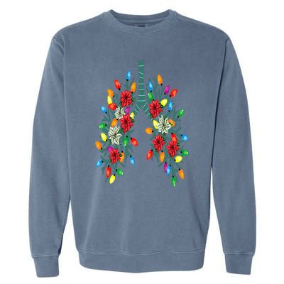 Respiratory Therapy Lung Christmas Light Therapist Funny RN Garment-Dyed Sweatshirt