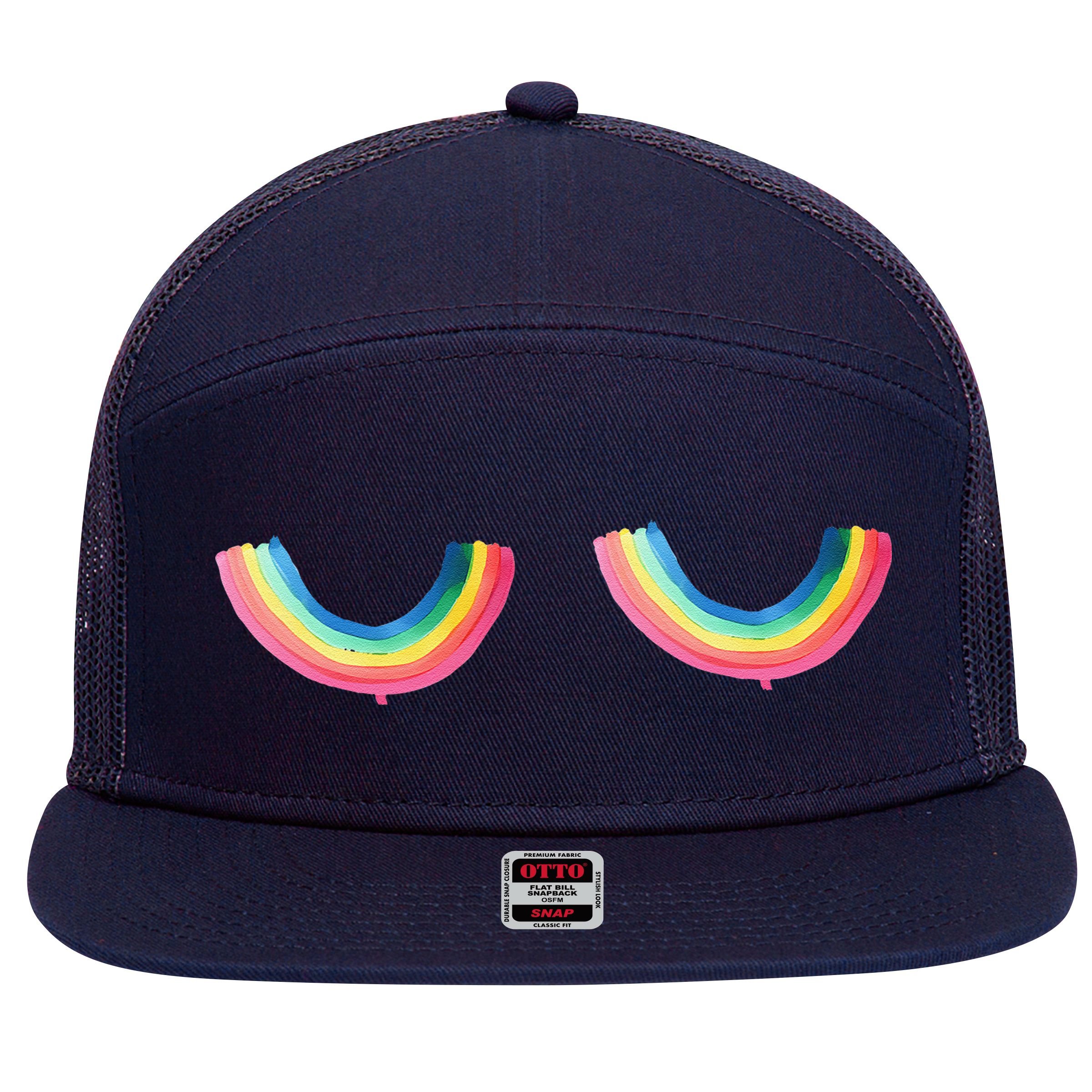 Rainbow Titt.Ies Lgbt Queer 7 Panel Mesh Trucker Snapback Hat