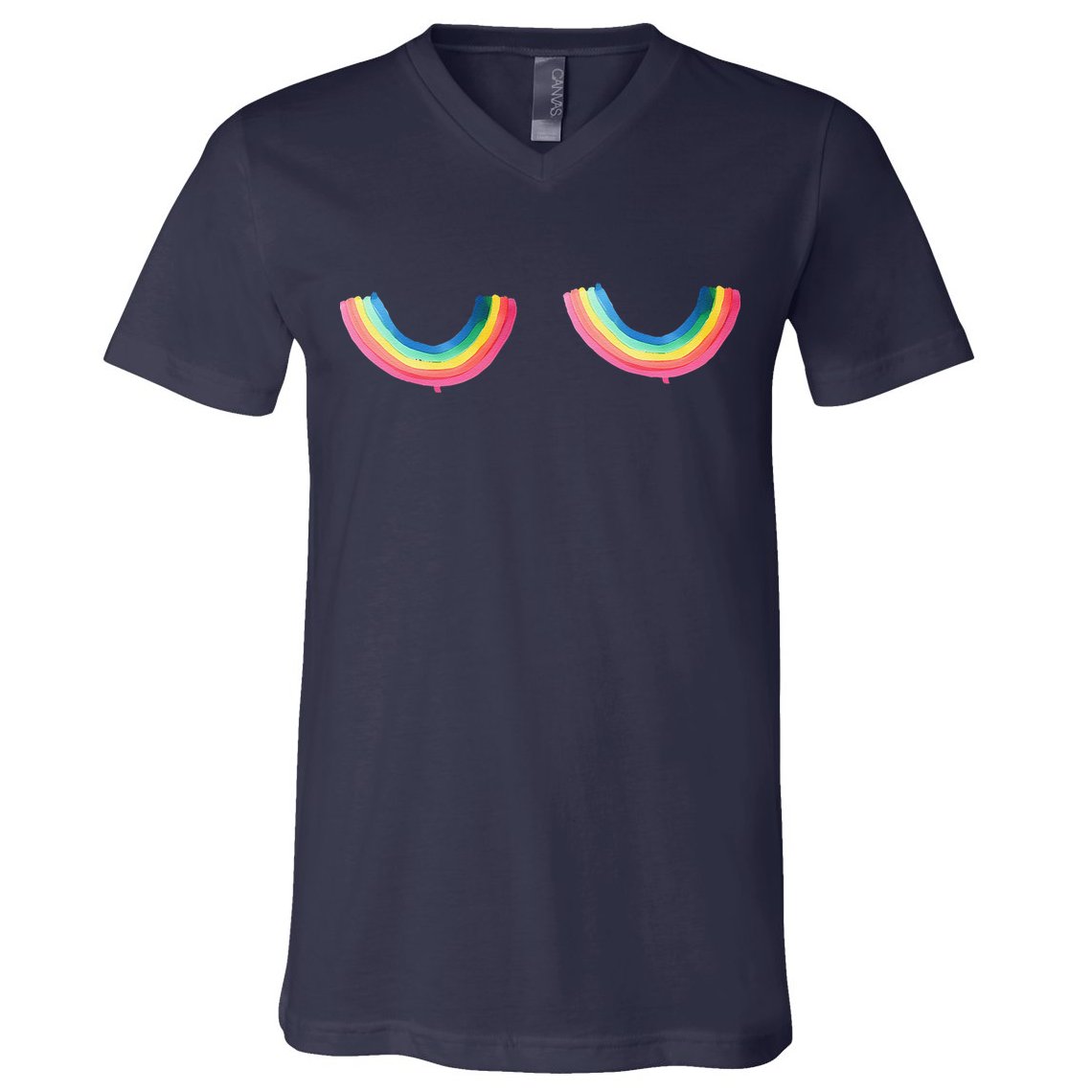 Rainbow Titt.Ies Lgbt Queer V-Neck T-Shirt