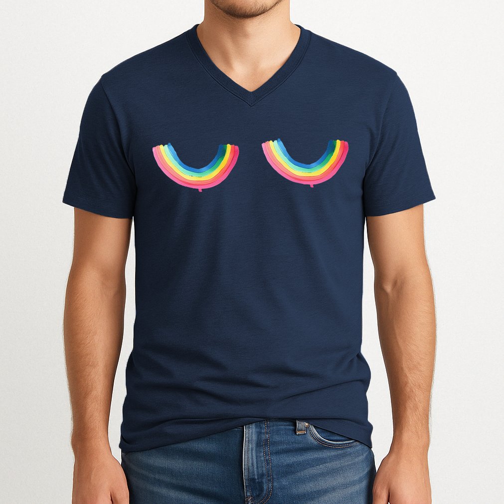 Rainbow Titt.Ies Lgbt Queer V-Neck T-Shirt