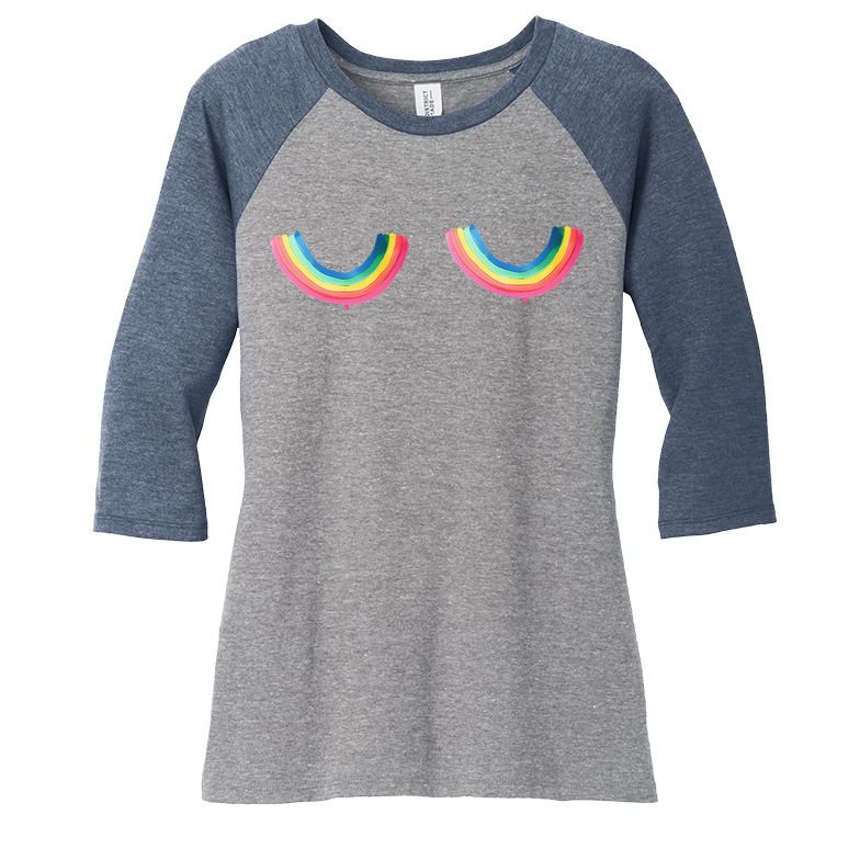 Rainbow Titt.Ies Lgbt Queer Women's Tri-Blend 3/4-Sleeve Raglan Shirt