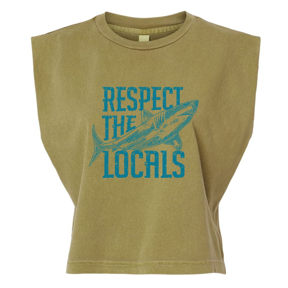 Respect The Locals Shark Gifts Garment-Dyed Women's Muscle Tee