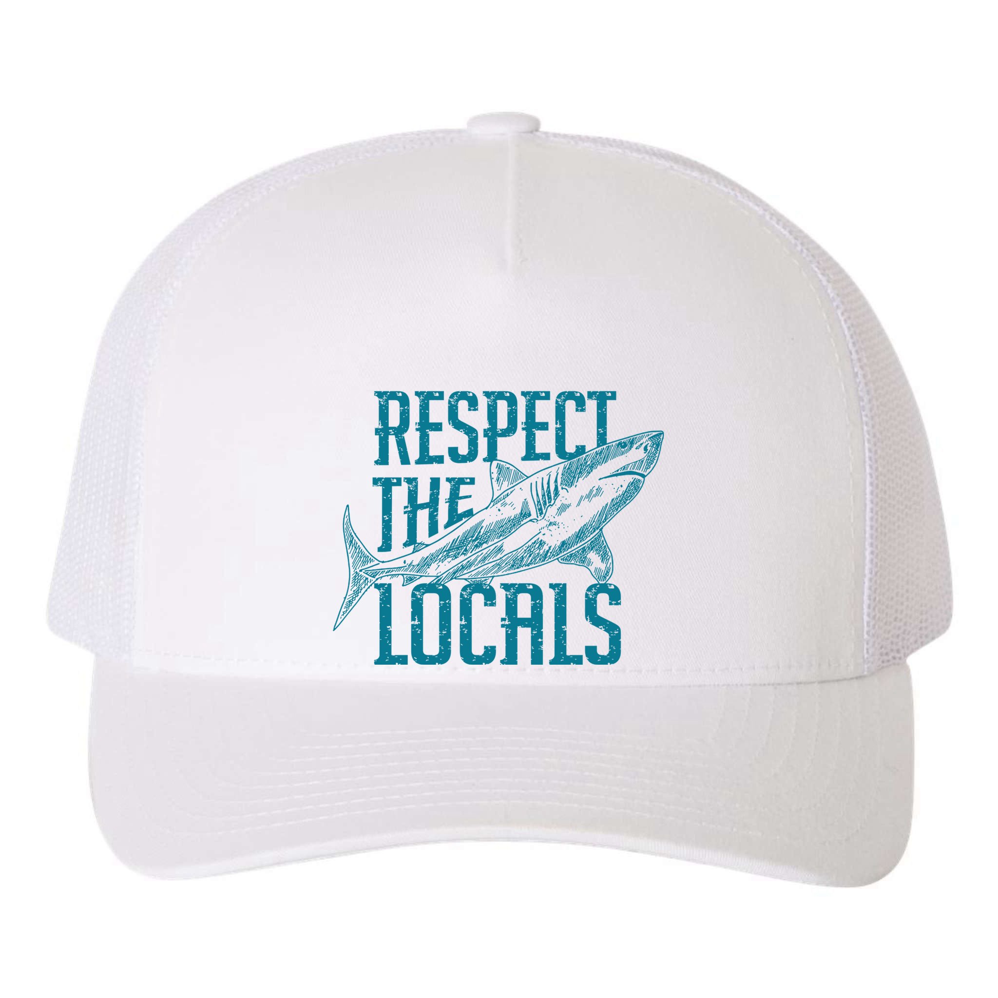 Respect The Locals Shark Gifts Yupoong Adult 5-Panel Trucker Hat