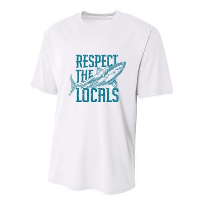 Respect The Locals Shark Gifts Youth Performance Sprint T-Shirt