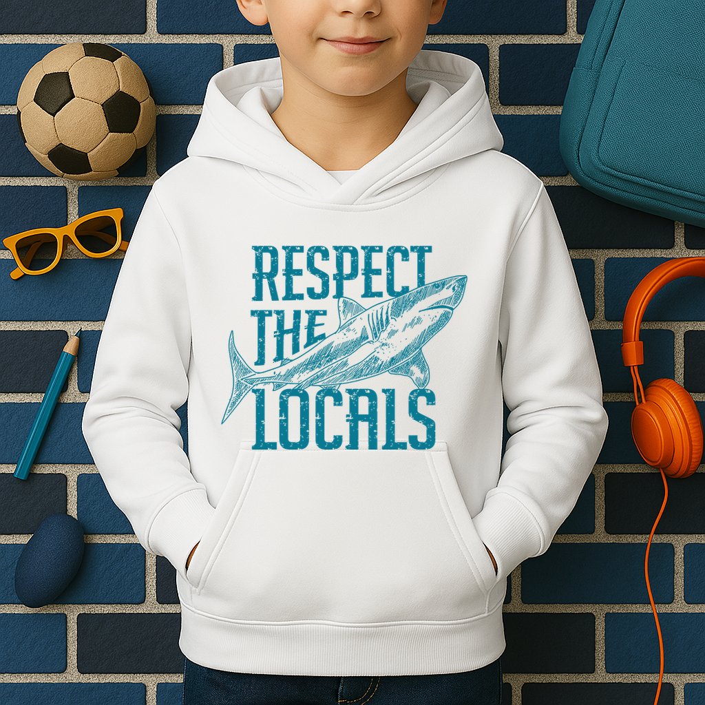 Respect The Locals Shark Gifts Kids Hoodie