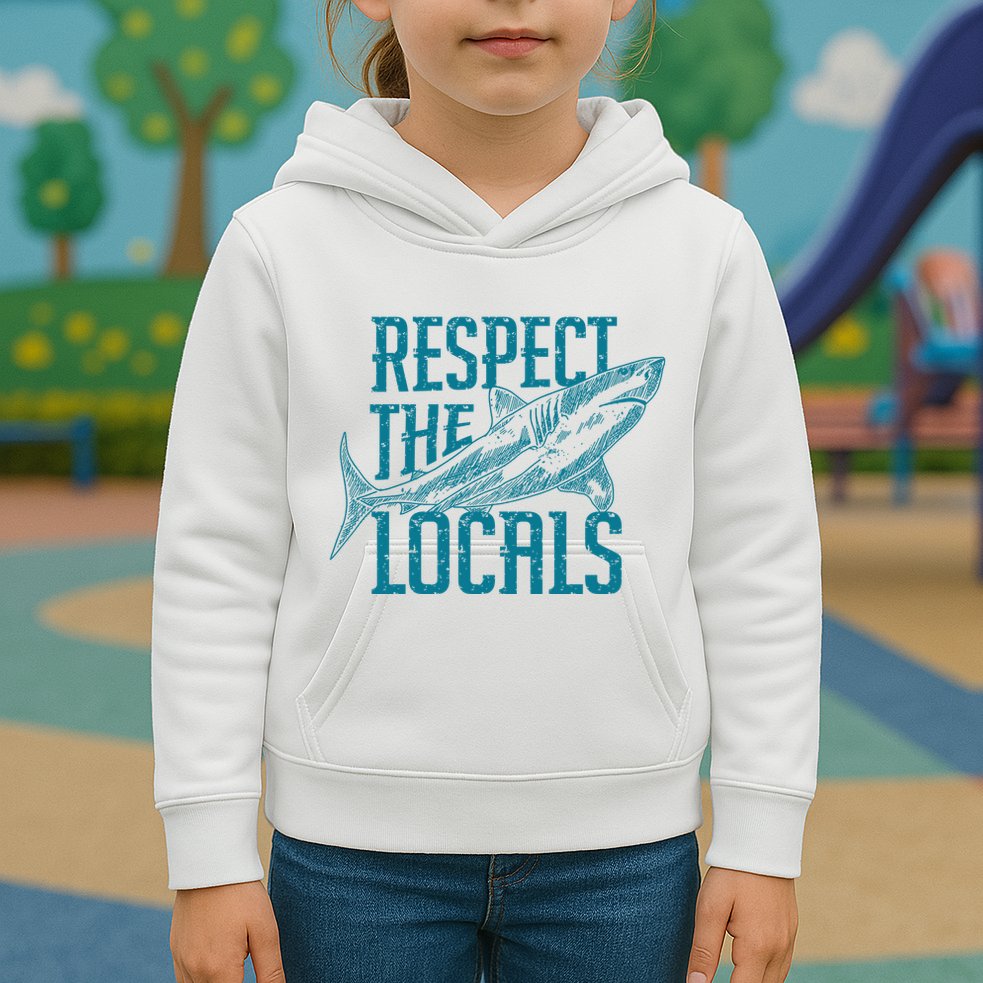 Respect The Locals Shark Gifts Kids Hoodie