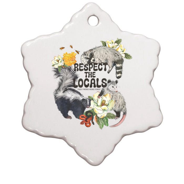 Respect The Locals Opossum Possum Skunk Raccoon Bees Honey Ceramic Star Ornament