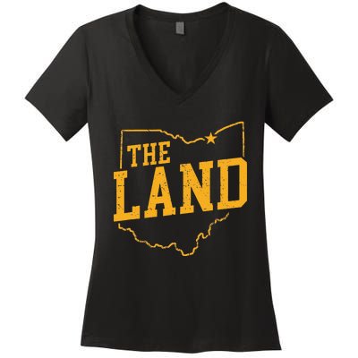 Retro The Land Cleveland Ohio Classic Throwback Souvenir Women's V-Neck T-Shirt