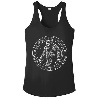 Respect The Locals Bigfoot Sasquatch American National Parks Ladies PosiCharge Competitor Racerback Tank