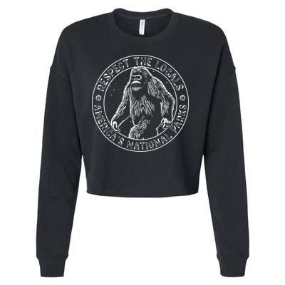 Respect The Locals Bigfoot Sasquatch American National Parks Cropped Pullover Crew