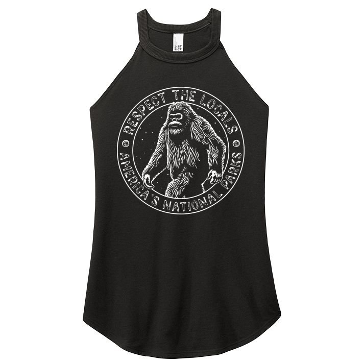 Respect The Locals Bigfoot Sasquatch American National Parks Women's Perfect Tri Rocker Tank