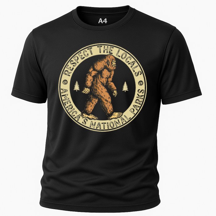 Respect The Locals Bigfoot Sasquatch American National Parks Cooling Performance Crew T-Shirt