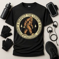 Respect The Locals Bigfoot Sasquatch American National Parks Cooling Performance Crew T-Shirt