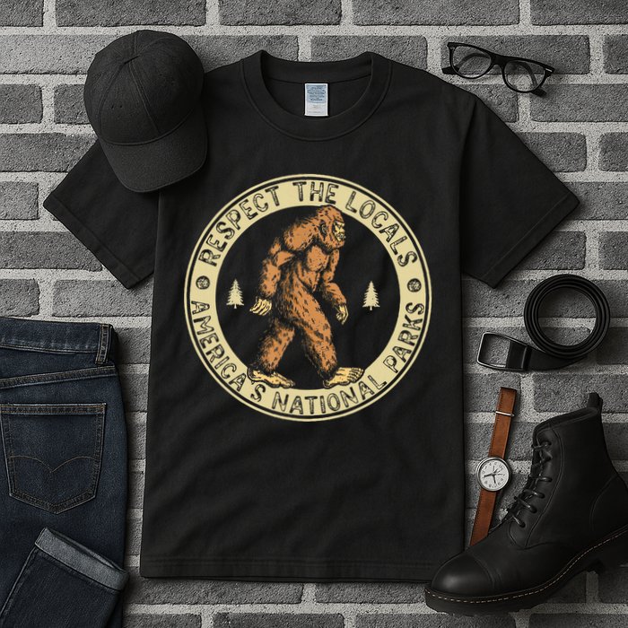 Respect The Locals Bigfoot Sasquatch American National Parks Tall T-Shirt