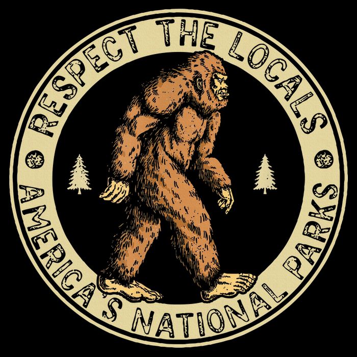 Respect The Locals Bigfoot Sasquatch American National Parks Flat Bill Trucker Hat