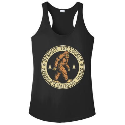 Respect The Locals Bigfoot Sasquatch American National Parks Ladies PosiCharge Competitor Racerback Tank