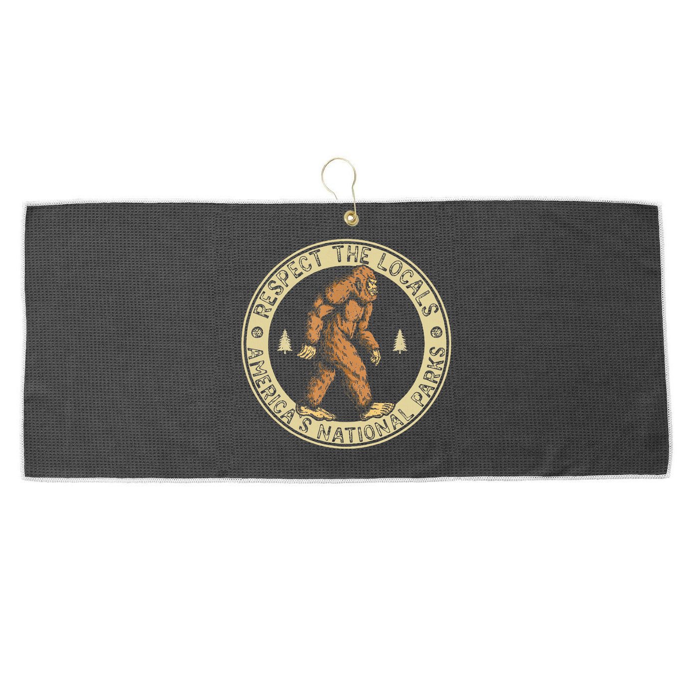 Respect The Locals Bigfoot Sasquatch American National Parks Large Microfiber Waffle Golf Towel
