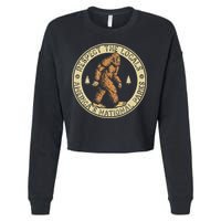 Respect The Locals Bigfoot Sasquatch American National Parks Cropped Pullover Crew