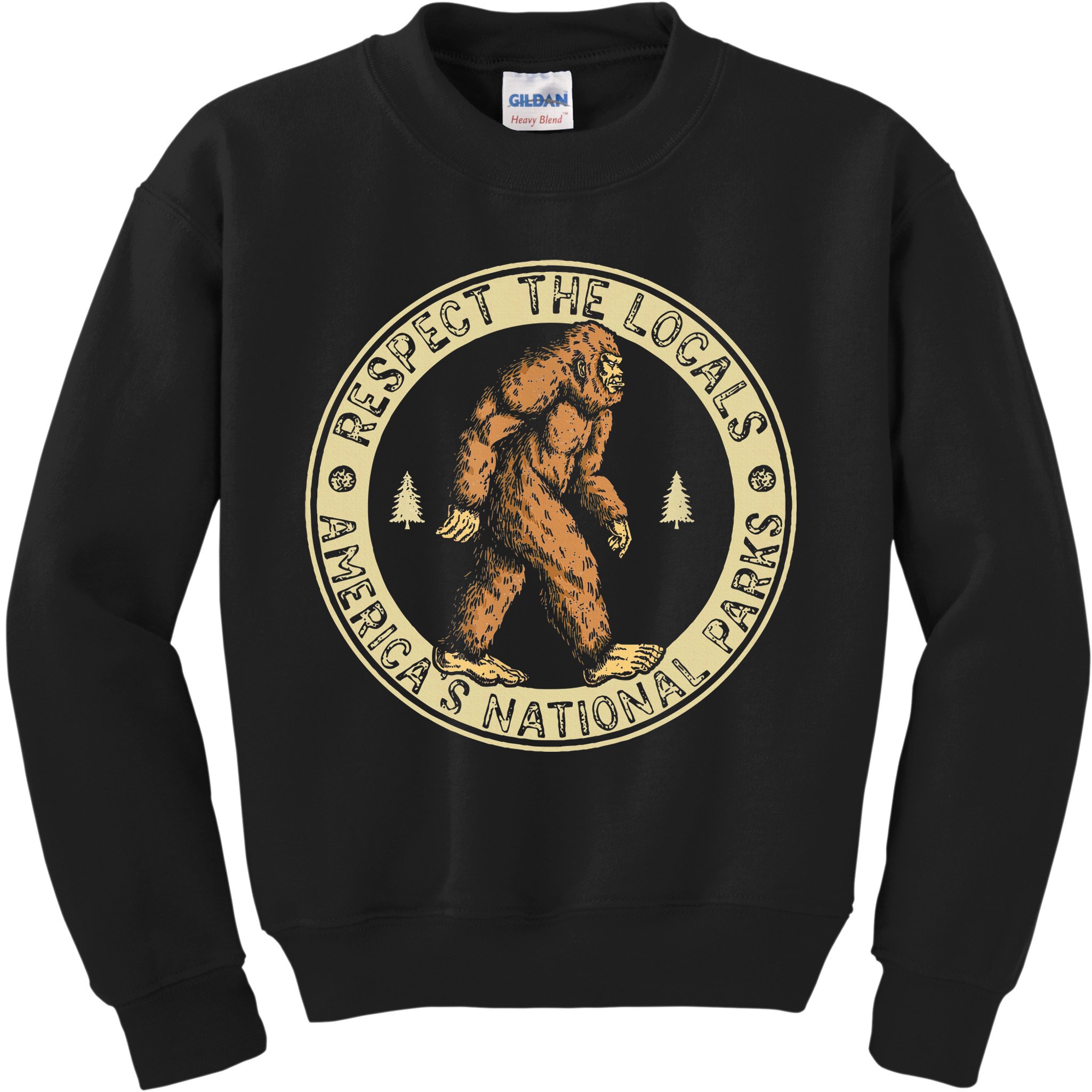 Respect The Locals Bigfoot Sasquatch American National Parks Kids Sweatshirt