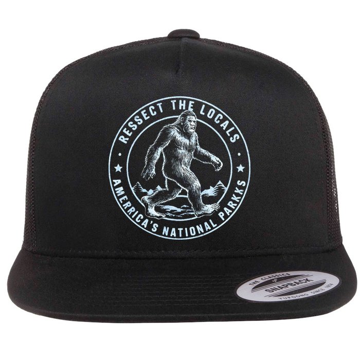 Respect The Locals Bigfoot Sasquatch American National Parks Flat Bill Trucker Hat