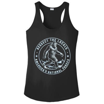 Respect The Locals Bigfoot Sasquatch American National Parks Ladies PosiCharge Competitor Racerback Tank