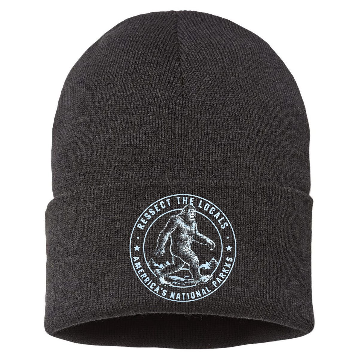 Respect The Locals Bigfoot Sasquatch American National Parks Sustainable Knit Beanie