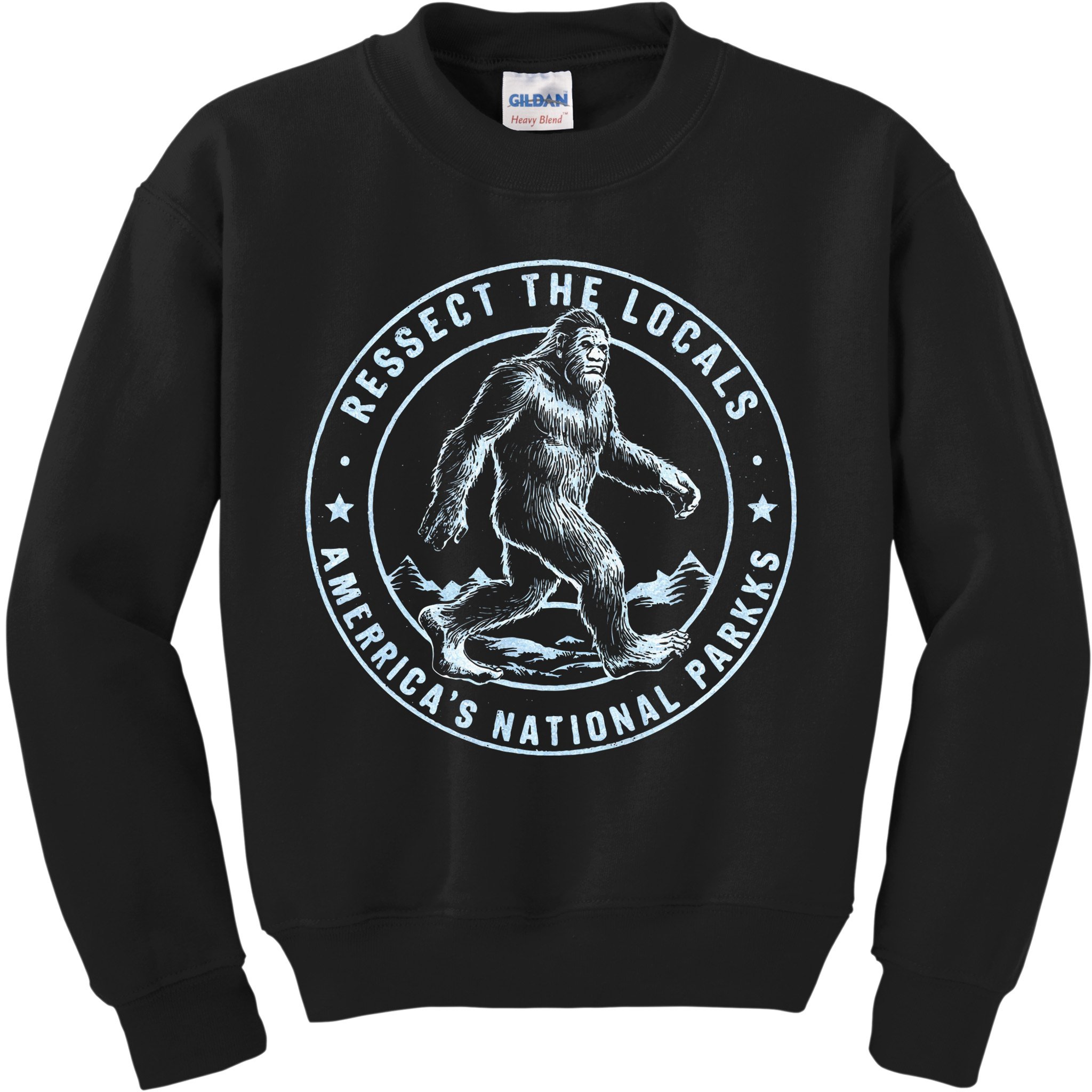 Respect The Locals Bigfoot Sasquatch American National Parks Kids Sweatshirt