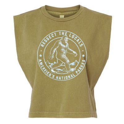Respect The Locals Bigfoot Sasquatch American National Parks Garment-Dyed Women's Muscle Tee
