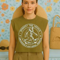 Respect The Locals Bigfoot Sasquatch American National Parks Garment-Dyed Women's Muscle Tee