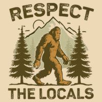 Respect The Locals Sasquatch , Small, Grey Drawstring Bag