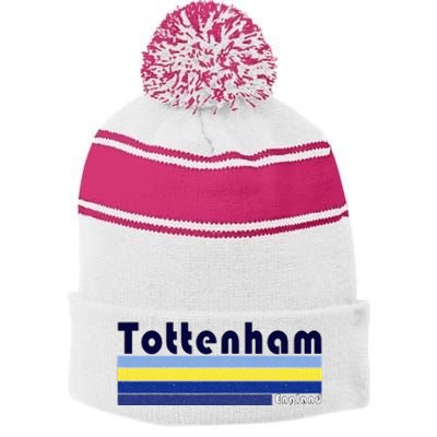 Retro Tottenham London Stripe Pom Pom Beanie