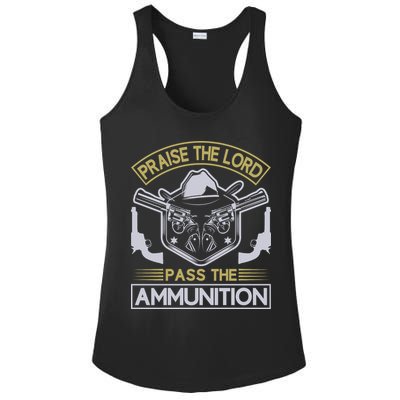 Raise The Lord Pass The Ammunition Ladies PosiCharge Competitor Racerback Tank