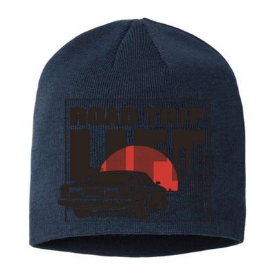 Road Trip Life Vintage Car Sunset Sustainable Beanie