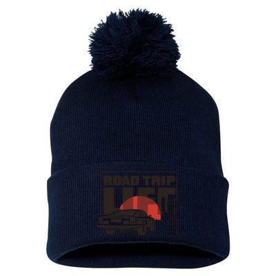 Road Trip Life Vintage Car Sunset Pom Pom 12in Knit Beanie