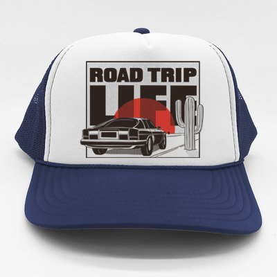 Road Trip Life Vintage Car Sunset Trucker Hat